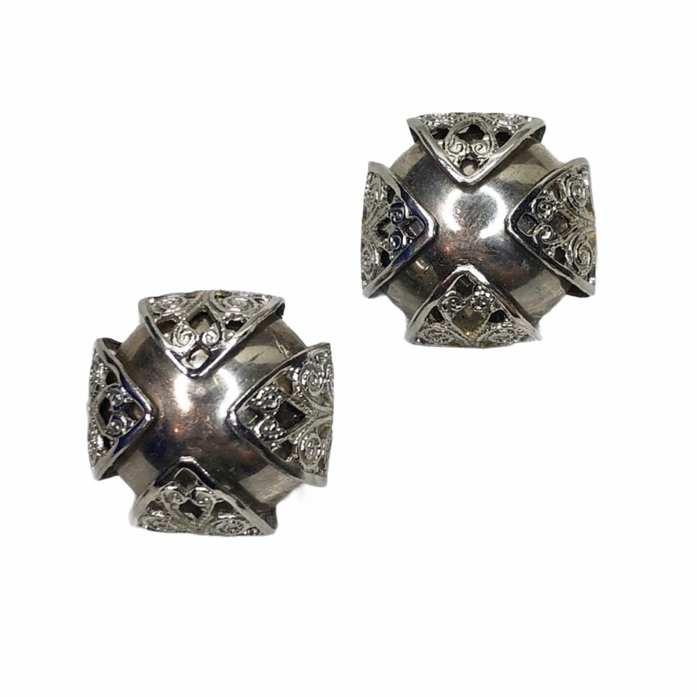 Vintage Bergere Modern Atomic Dome Clipon Earrings
